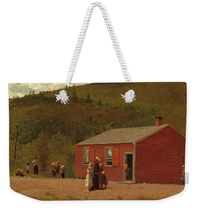 Winslow Homer Weekender Tote Bag featuring the painting School Time #1 by Winslow Homer