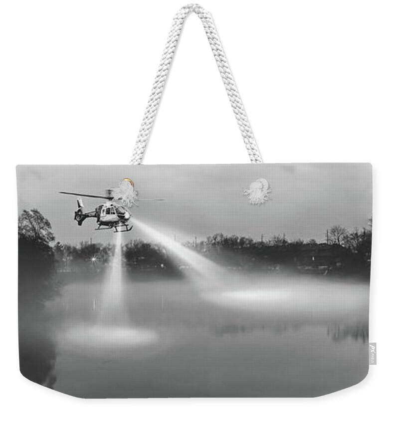 Helicopter Weekender Tote Bag featuring the photograph Searchlight #1 by Mountain Dreams