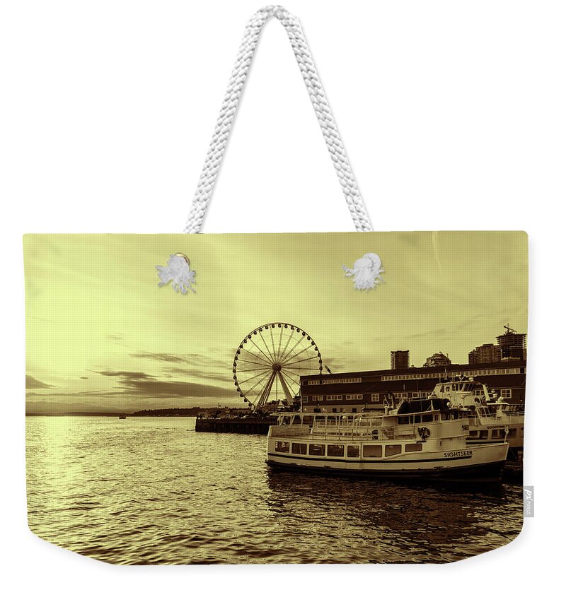 Street Weekender Tote Bag featuring the photograph Seattle Waterfront 2 by Cathy Anderson