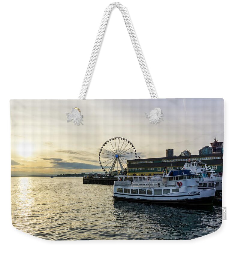 Seattle Weekender Tote Bag featuring the photograph Seattle Waterfront #1 by Cathy Anderson