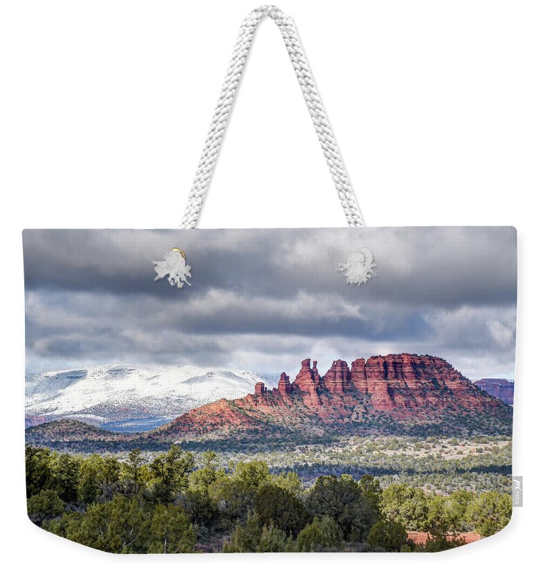 Sedona Weekender Tote Bag featuring the photograph Sedona in Winter 03 #1 by Will Wagner