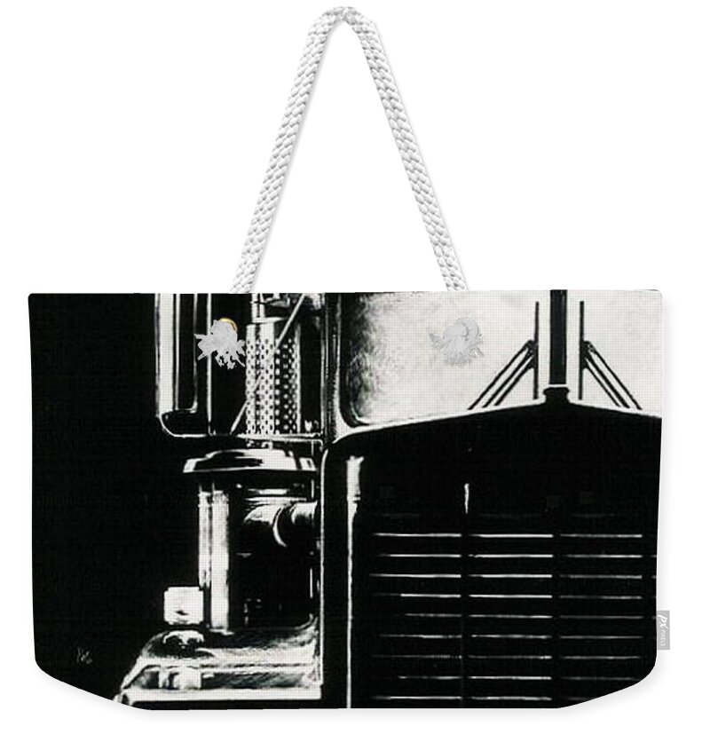 Vehicle Weekender Tote Bag featuring the drawing Semi by Barbara Keith