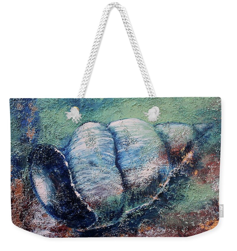 Sea Weekender Tote Bag featuring the painting Shell #2 by Barbara Teller