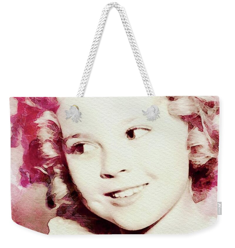 Shirley Weekender Tote Bag featuring the digital art Shirley Temple, Vintage Actress #1 by Esoterica Art Agency