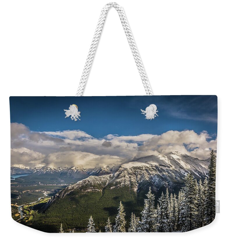  Weekender Tote Bag featuring the photograph Snow on the mountain #2 by Bill Howard