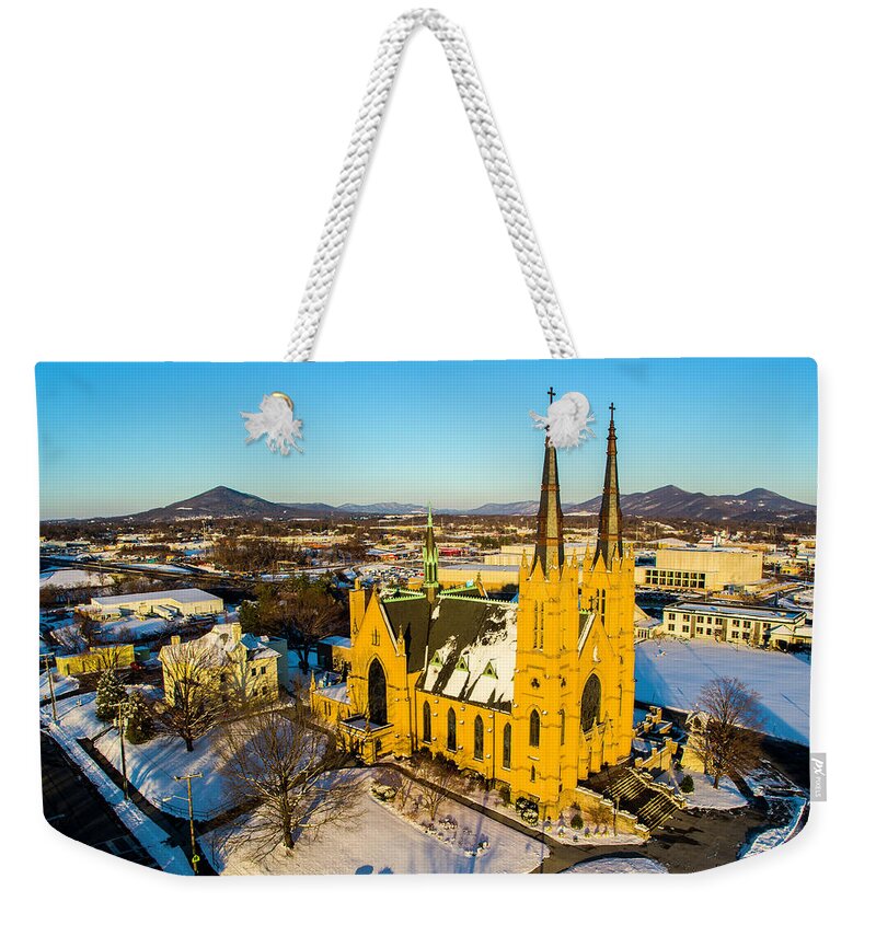 Catholic Weekender Tote Bag featuring the photograph St. Andrew's 3 #1 by Star City SkyCams