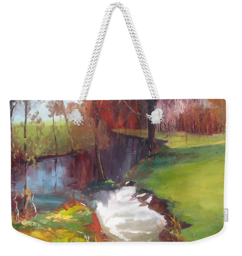Saint Lheurin 17 Weekender Tote Bag featuring the painting St Lheurin by Kim PARDON
