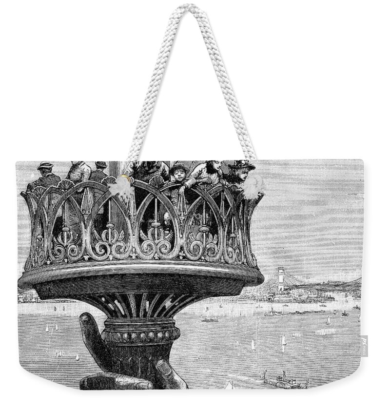 1890s Weekender Tote Bag featuring the photograph Statue Of Liberty: Torch #1 by Granger