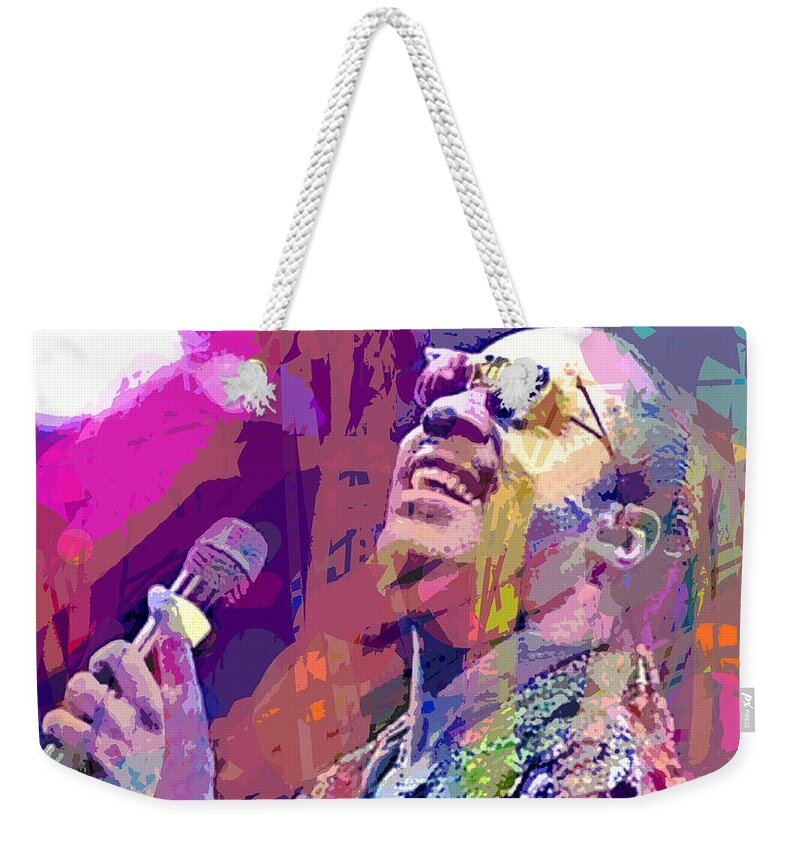 Stevie Wonder Weekender Tote Bag featuring the painting Stevie Wonder #2 by David Lloyd Glover