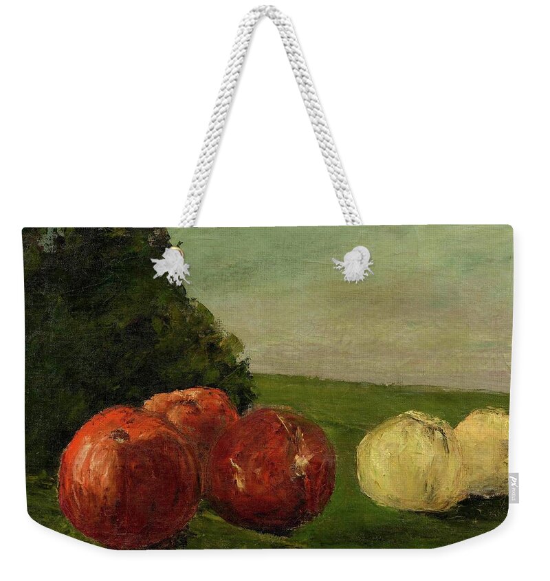Courbet Weekender Tote Bag featuring the painting Still life with apples #1 by Courbet