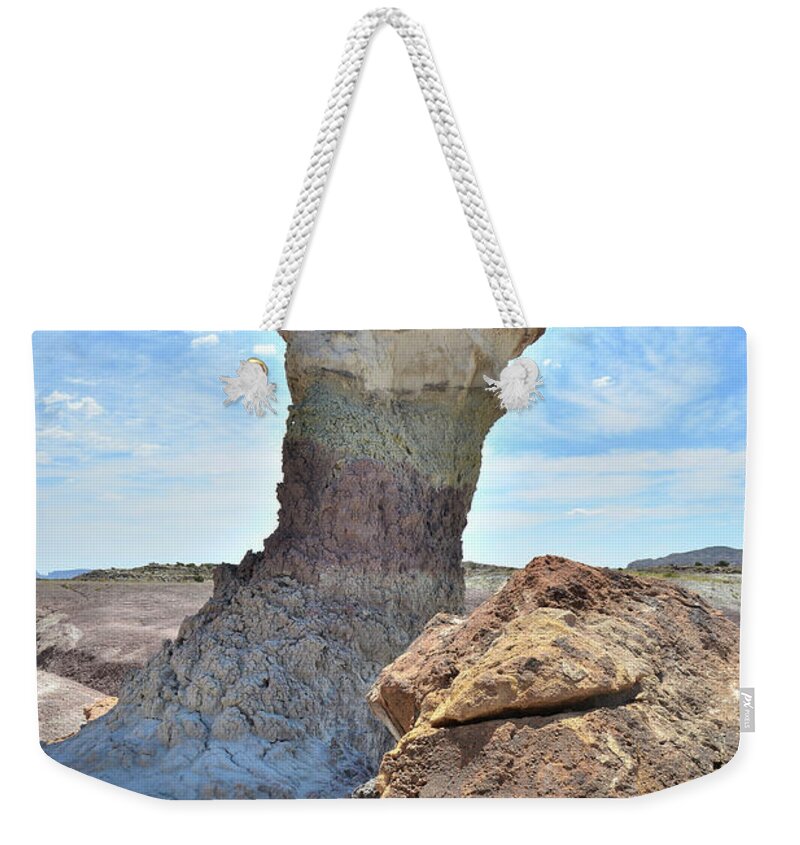 Capitol Reef National Park Weekender Tote Bag featuring the photograph Stone Pillar in Capitol Reef Desert #1 by Ray Mathis