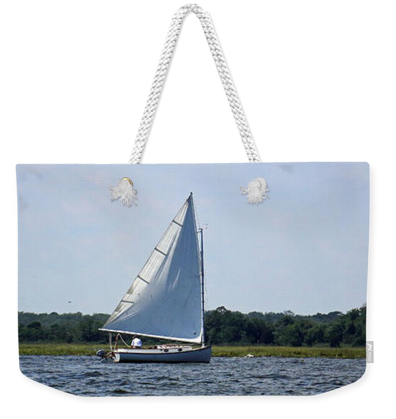 Landscape Weekender Tote Bag featuring the photograph Sunday Afternoon Sail #1 by Mary Haber
