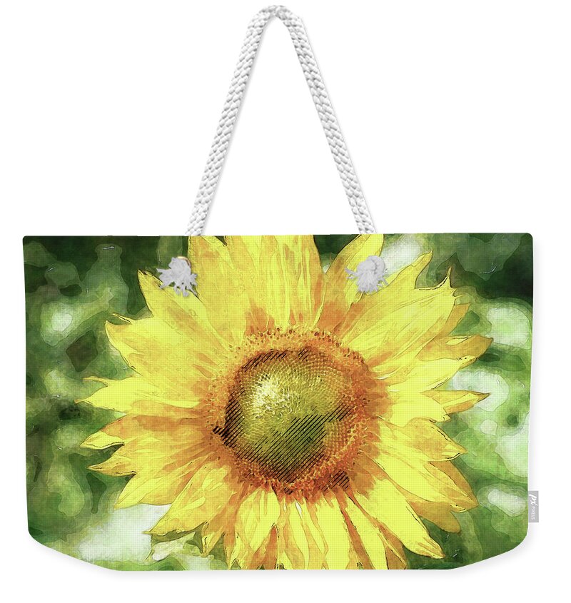 Sunflower Weekender Tote Bag featuring the digital art Sunflower #1 by Phil Perkins
