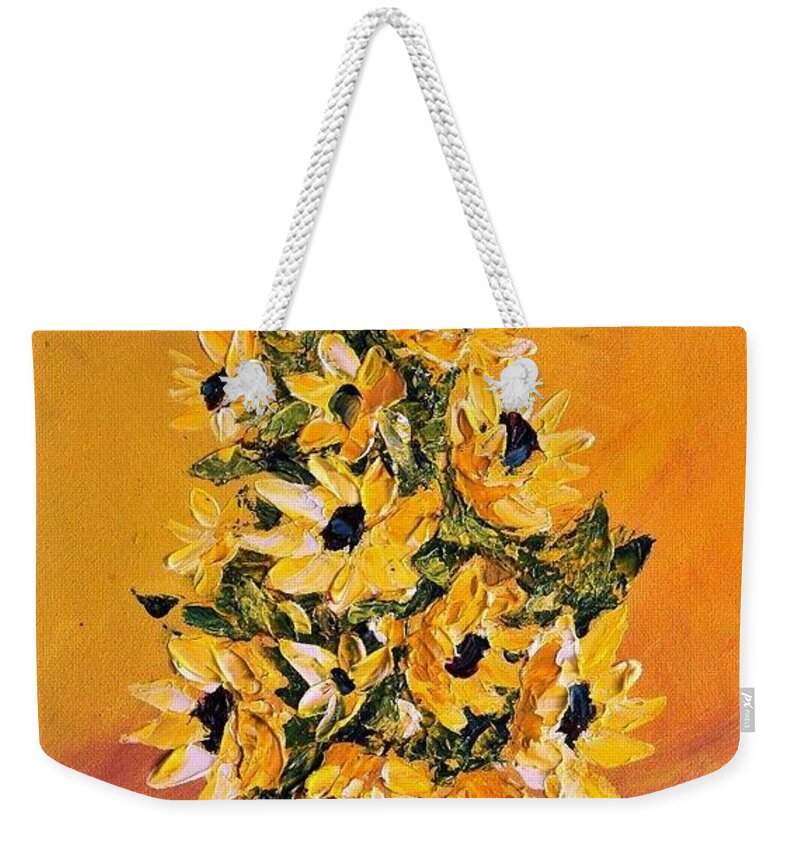 Sunflowers Weekender Tote Bag featuring the painting Sunflowers For You #1 by Teresa Wegrzyn