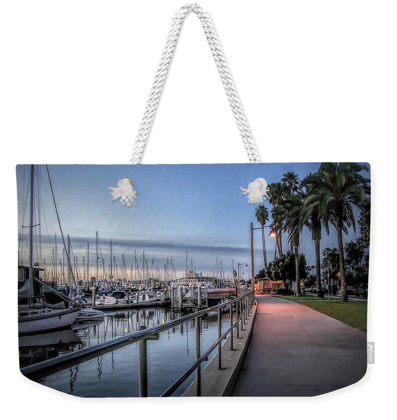 Sunrise Weekender Tote Bag featuring the photograph Sunrise Over Santa Barbara Marina #1 by Tom Mc Nemar