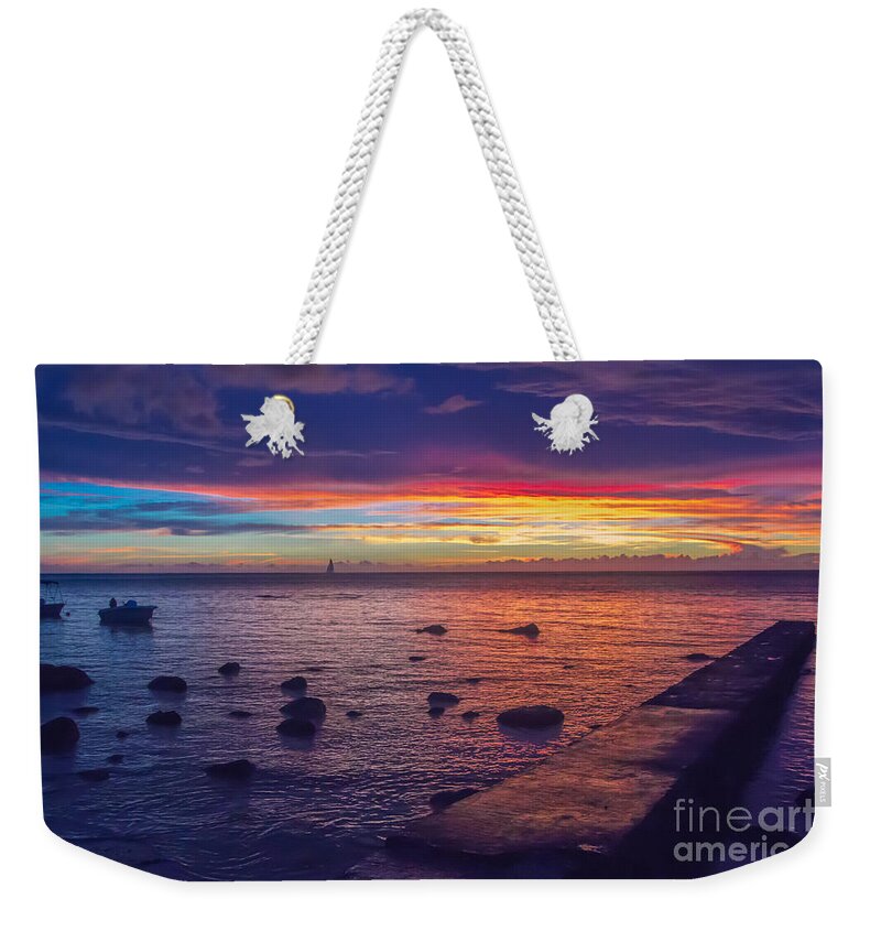 Sunset Weekender Tote Bag featuring the photograph Sunset at Mauritius by Amanda Mohler