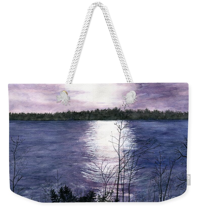 Sunset Weekender Tote Bag featuring the painting Sunset at Niagara River New York #1 by Melly Terpening
