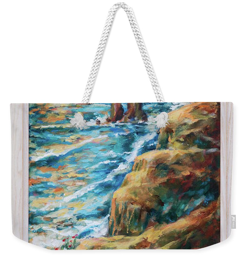 California Weekender Tote Bag featuring the painting Sunset Cliffs #1 by Linda Olsen