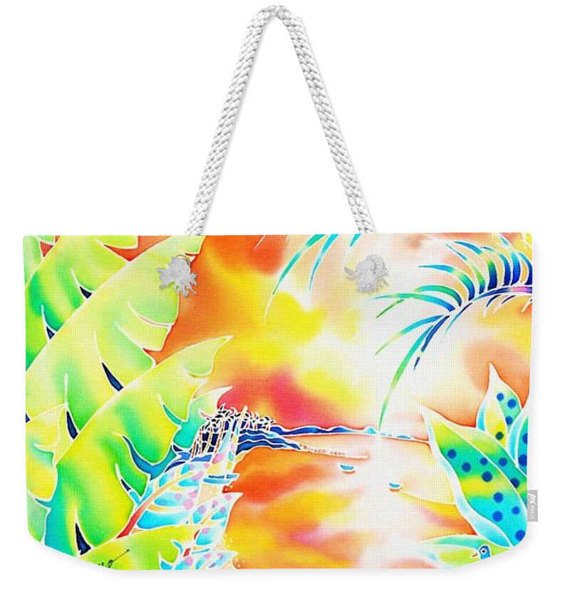 Sunset Weekender Tote Bag featuring the painting Sunset cocktail by Hisayo OHTA