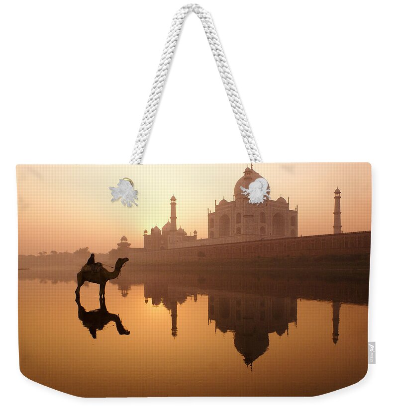 Sunrise Weekender Tote Bag featuring the photograph Taj Mahal at Sunrise #1 by Michele Burgess