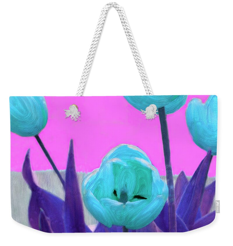 Flowers Weekender Tote Bag featuring the painting Tantalizing Tulips #1 by Bruce Nutting