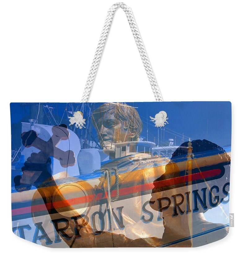 Tarpon Springs Florida Weekender Tote Bag featuring the photograph Tarpon Springs Florida mash up #1 by David Lee Thompson