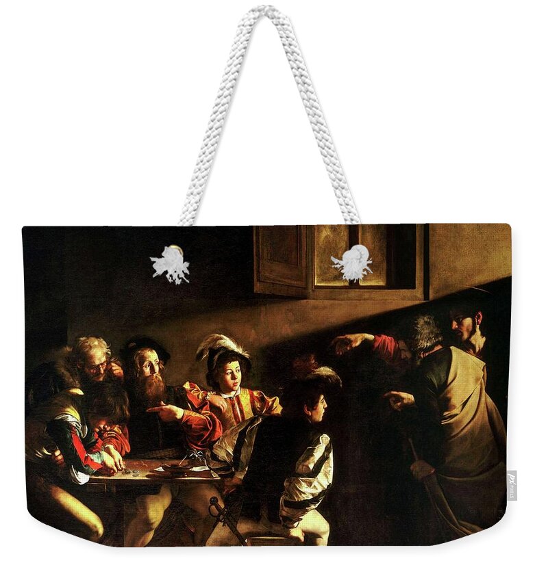 Calling Weekender Tote Bag featuring the painting The Calling Of St. Matthew by Troy Caperton