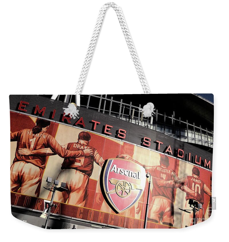 The Emirates Stadium Weekender Tote Bag featuring the digital art The Emirates Stadium #1 by Airpower Art