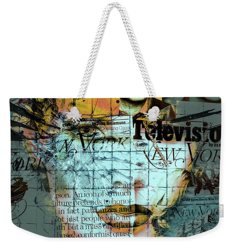 Collage Weekender Tote Bag featuring the digital art The face behind the splitted glass #1 by Gabi Hampe
