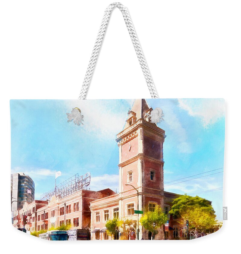 San Francisco Weekender Tote Bag featuring the photograph The Ghirardelli Chocolate Factory Clock Tower San Francisco Cali #2 by Wingsdomain Art and Photography