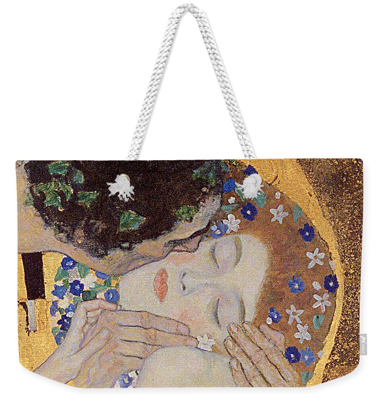 Klimt Weekender Tote Bag featuring the painting The Kiss by Gustav Klimt