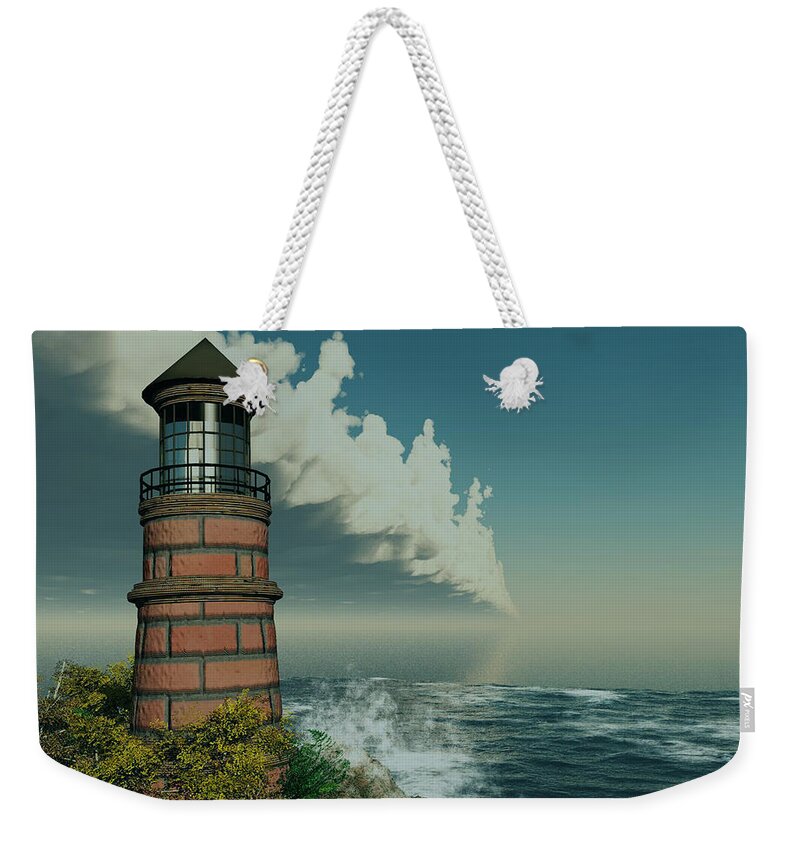 The Lighthouse Weekender Tote Bag featuring the digital art The Lighthouse #3 by John Junek