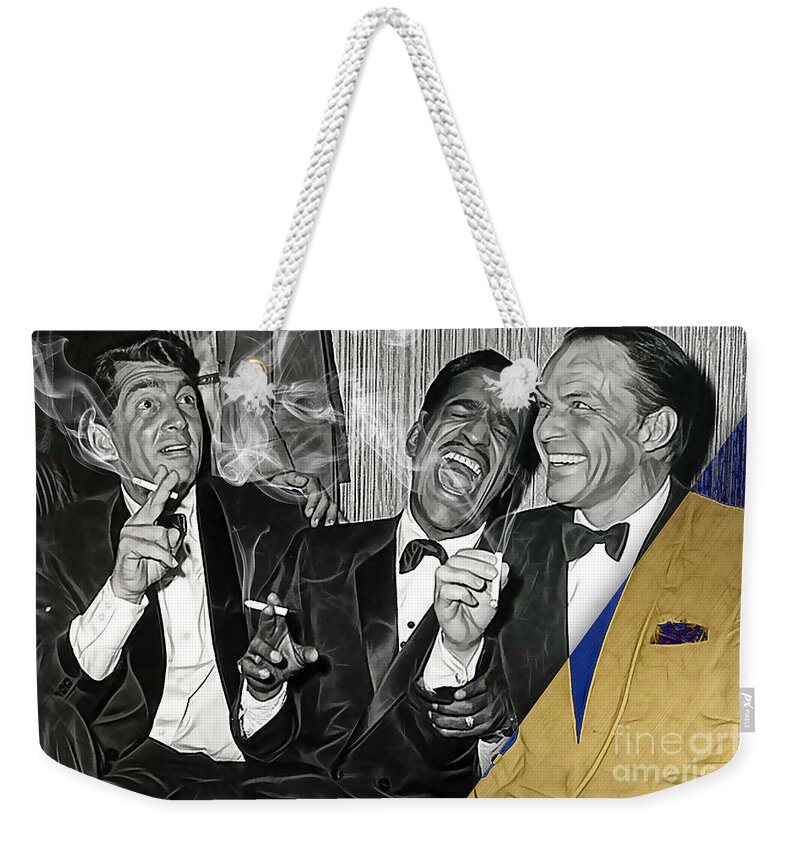 Frank Sinatra Weekender Tote Bag featuring the mixed media The Rat Pack Collection #2 by Marvin Blaine