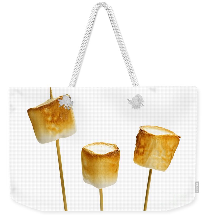 Marshmallows Weekender Tote Bag featuring the photograph Toasted marshmallows 1 by Elena Elisseeva
