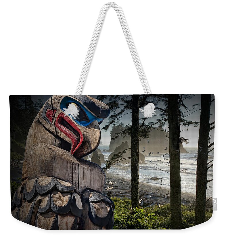 Art Weekender Tote Bag featuring the photograph Totem Pole in the Pacific Northwest #1 by Randall Nyhof