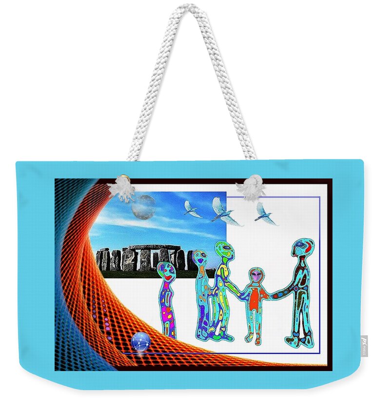 Aliens Weekender Tote Bag featuring the digital art Tourists #2 by Hartmut Jager