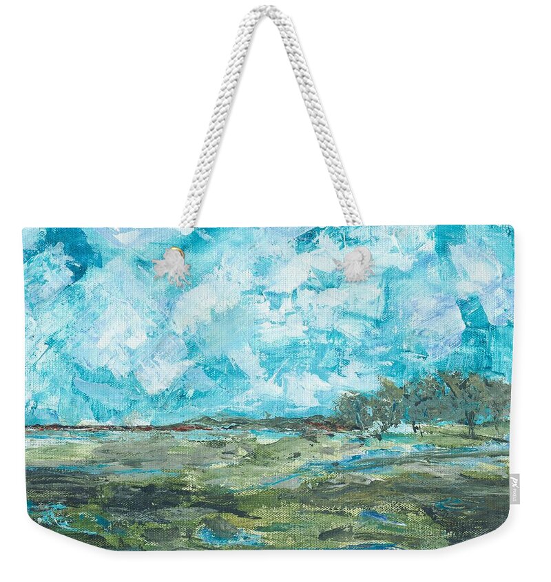 Landscape Weekender Tote Bag featuring the painting Toward Pinckney Island by Kathryn Riley Parker