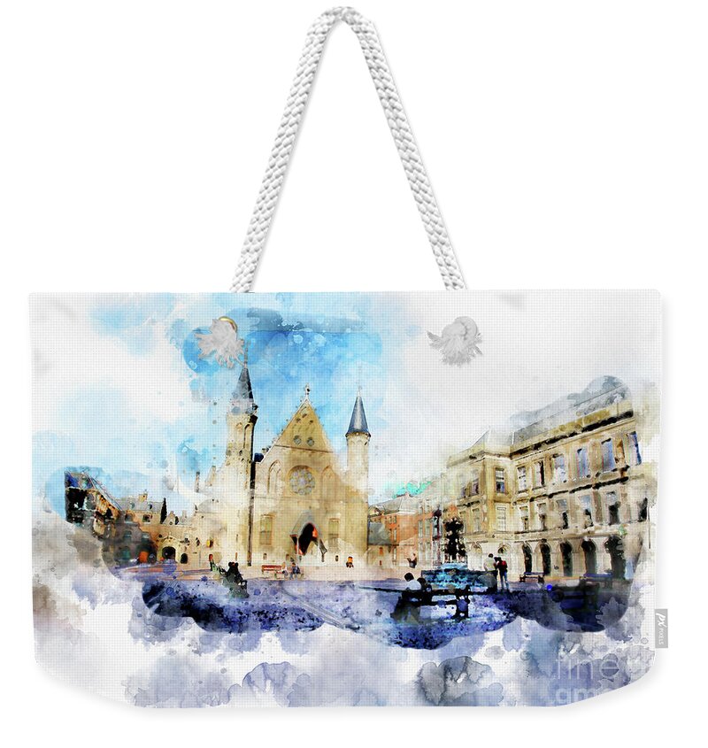 Netherlands Weekender Tote Bag featuring the digital art Town Life In Watercolor Style #2 by Ariadna De Raadt