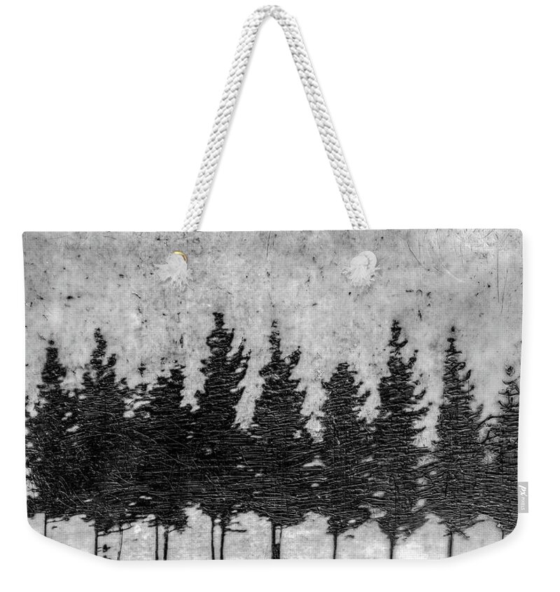 Tree Weekender Tote Bag featuring the mixed media Tree Road by Roseanne Jones