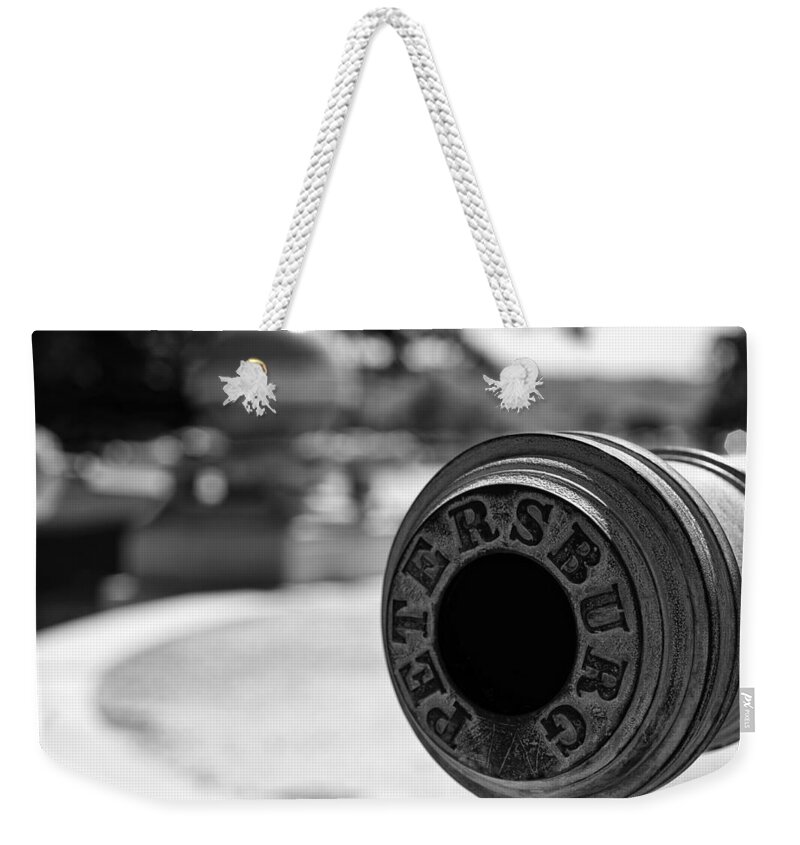 west Point Weekender Tote Bag featuring the photograph Trophy Point Cannon #1 by Dan McManus