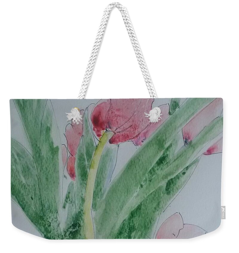 Tulips Weekender Tote Bag featuring the painting Tulips by Sheila Romard