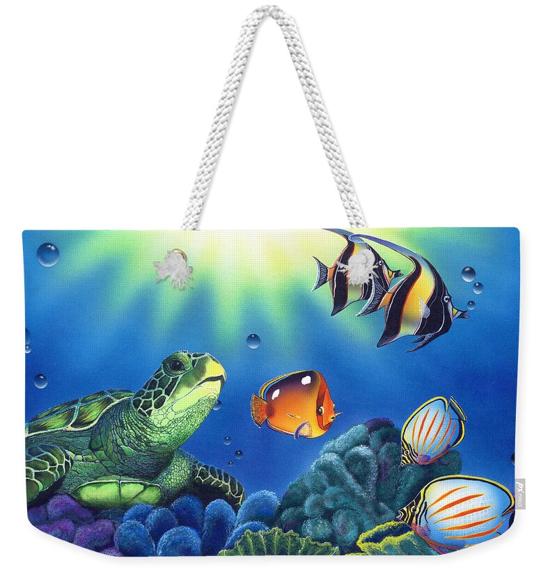 Turtle Weekender Tote Bag featuring the painting Turtle Dreams by Angie Hamlin