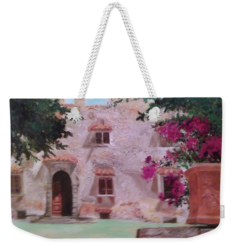 Tuscany Wine Country Weekender Tote Bag featuring the painting Tuscany Sun #1 by Kathy Knopp
