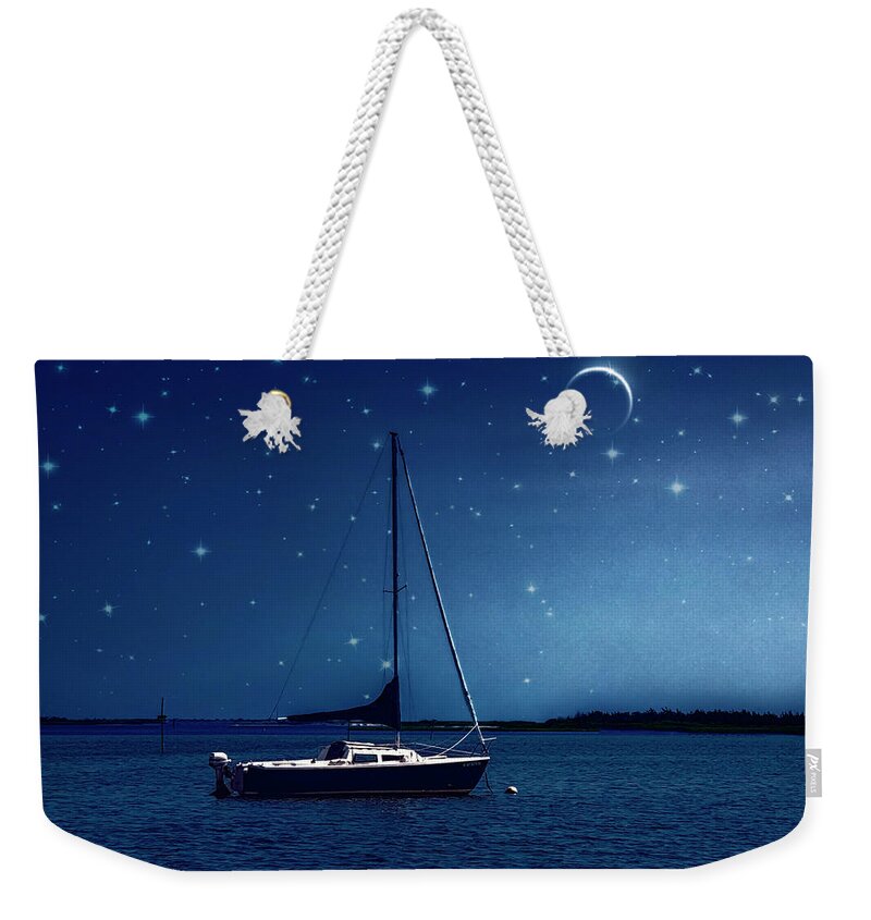Sailboat Weekender Tote Bag featuring the photograph Under The Stars by Cathy Kovarik