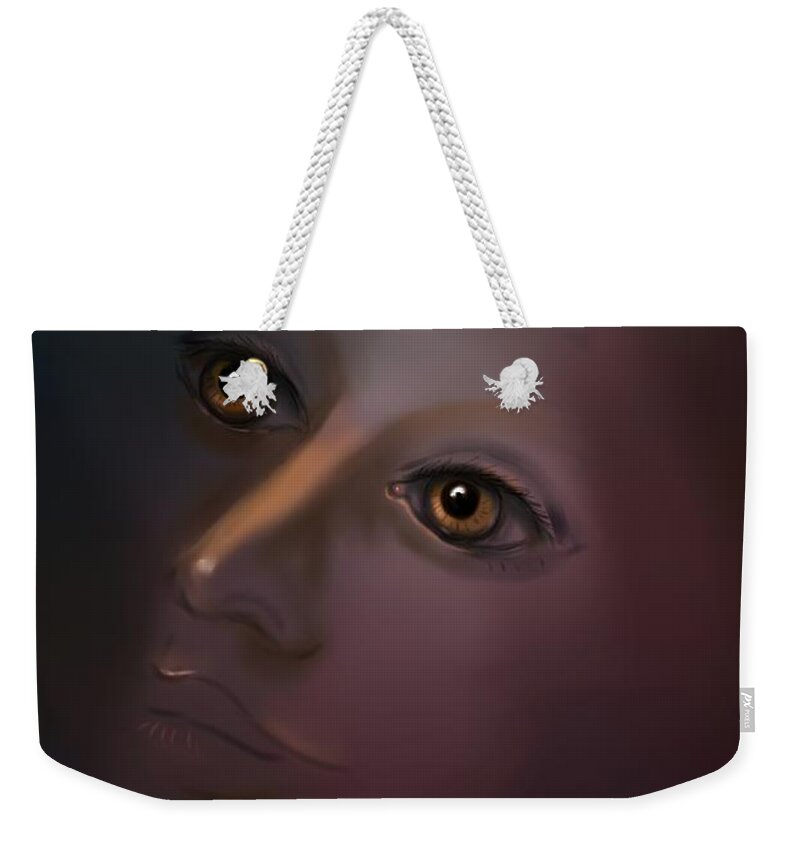Face Weekender Tote Bag featuring the digital art Untitled #1 by Carmen Cordova