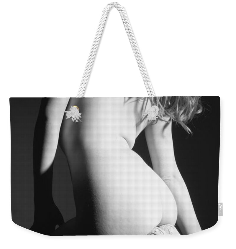 Nude Weekender Tote Bag featuring the photograph Venus in Heels by Joe Kozlowski