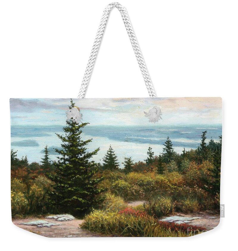 Fine Art Weekender Tote Bag featuring the painting View from Cadillac Mountain #1 by Carl Downey