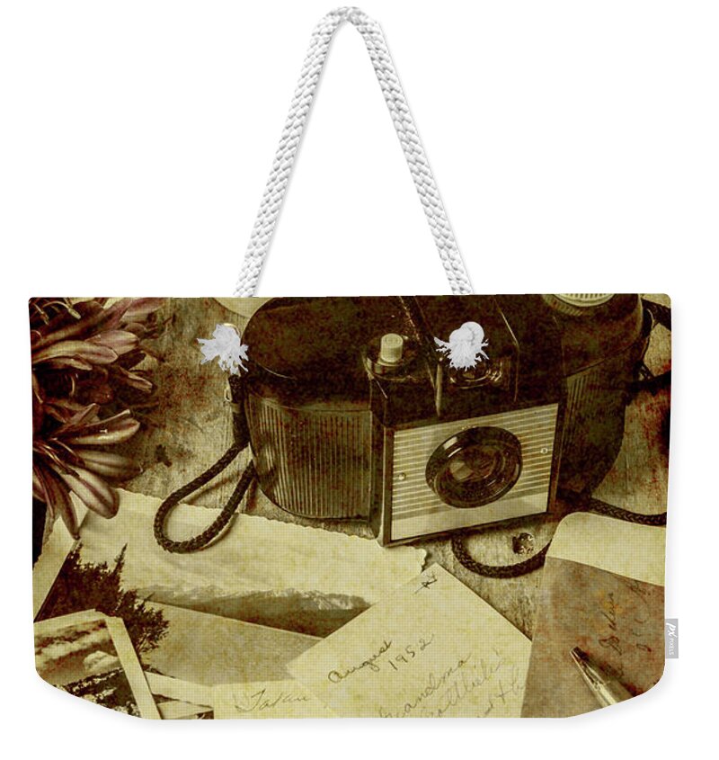Photo Weekender Tote Bag featuring the photograph Vintage still-life art #1 by Jorgo Photography