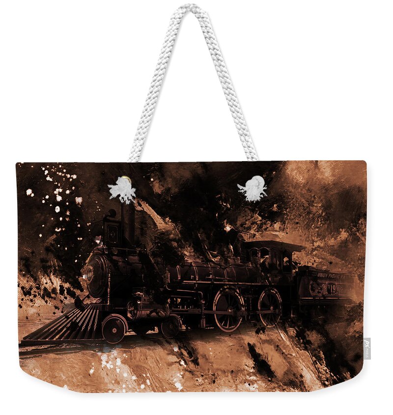 Automotive Weekender Tote Bag featuring the painting Vintage Train #2 by Gull G