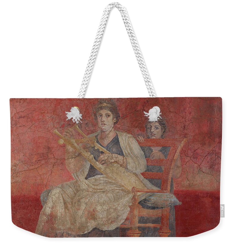 Wall Painting From Room H Of The Villa Of P. Fannius Synistor At Boscoreale Weekender Tote Bag featuring the painting Wall painting from Room H of the Villa #1 by MotionAge Designs